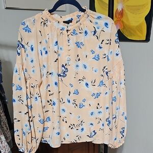 Ann Taylor Butterfly Bell Sleeve Blouse